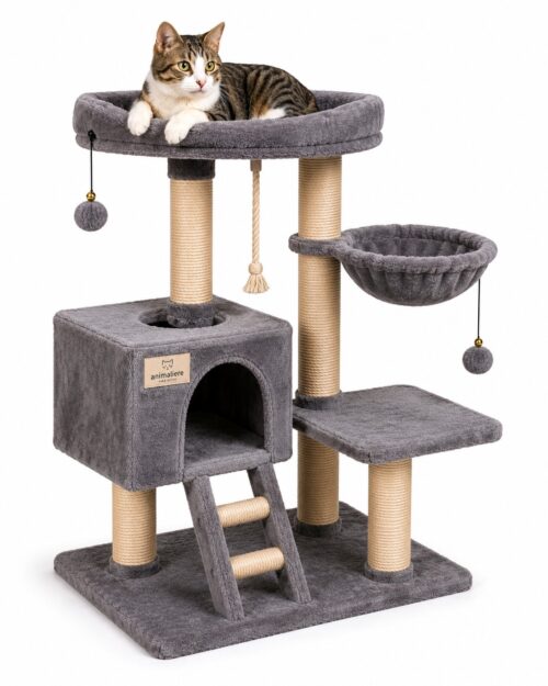 Árbol para Gatos con Plataforma, Casa y Juguetes - Imagen 2